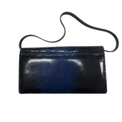 Bvlgari | Navy Lizard Embossed Leather Shoulder Clutch (Pristine Condition)