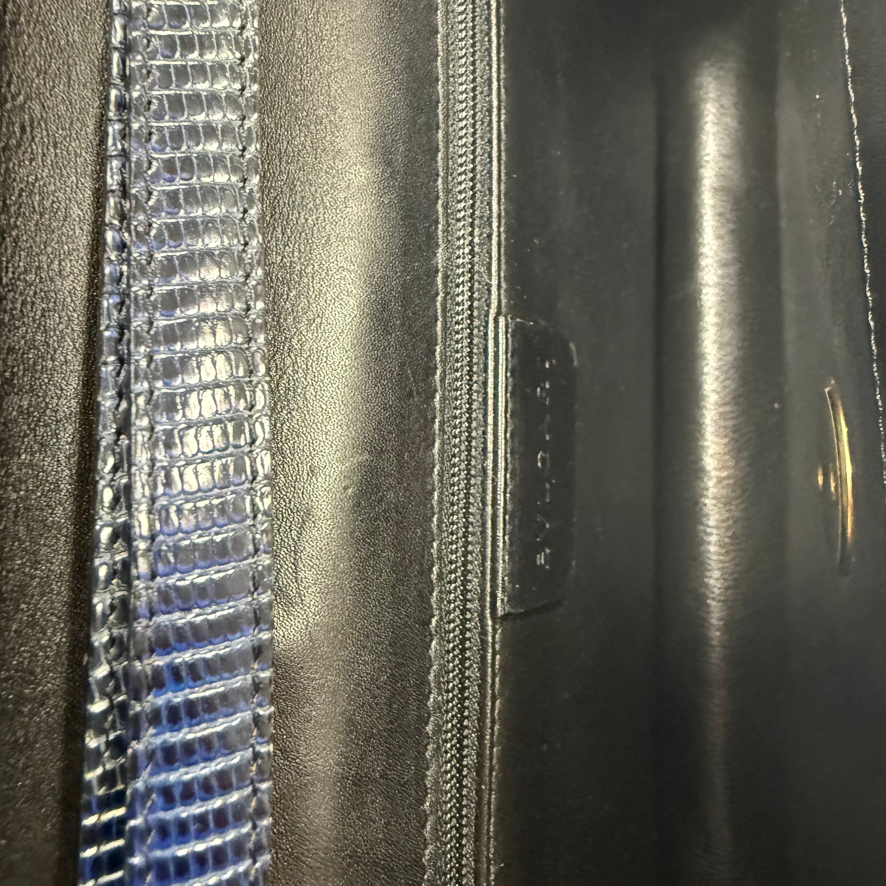 Bvlgari | Navy Lizard Embossed Leather Shoulder Clutch (Pristine Condition)