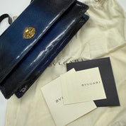 Bvlgari | Navy Lizard Embossed Leather Shoulder Clutch (Pristine Condition)