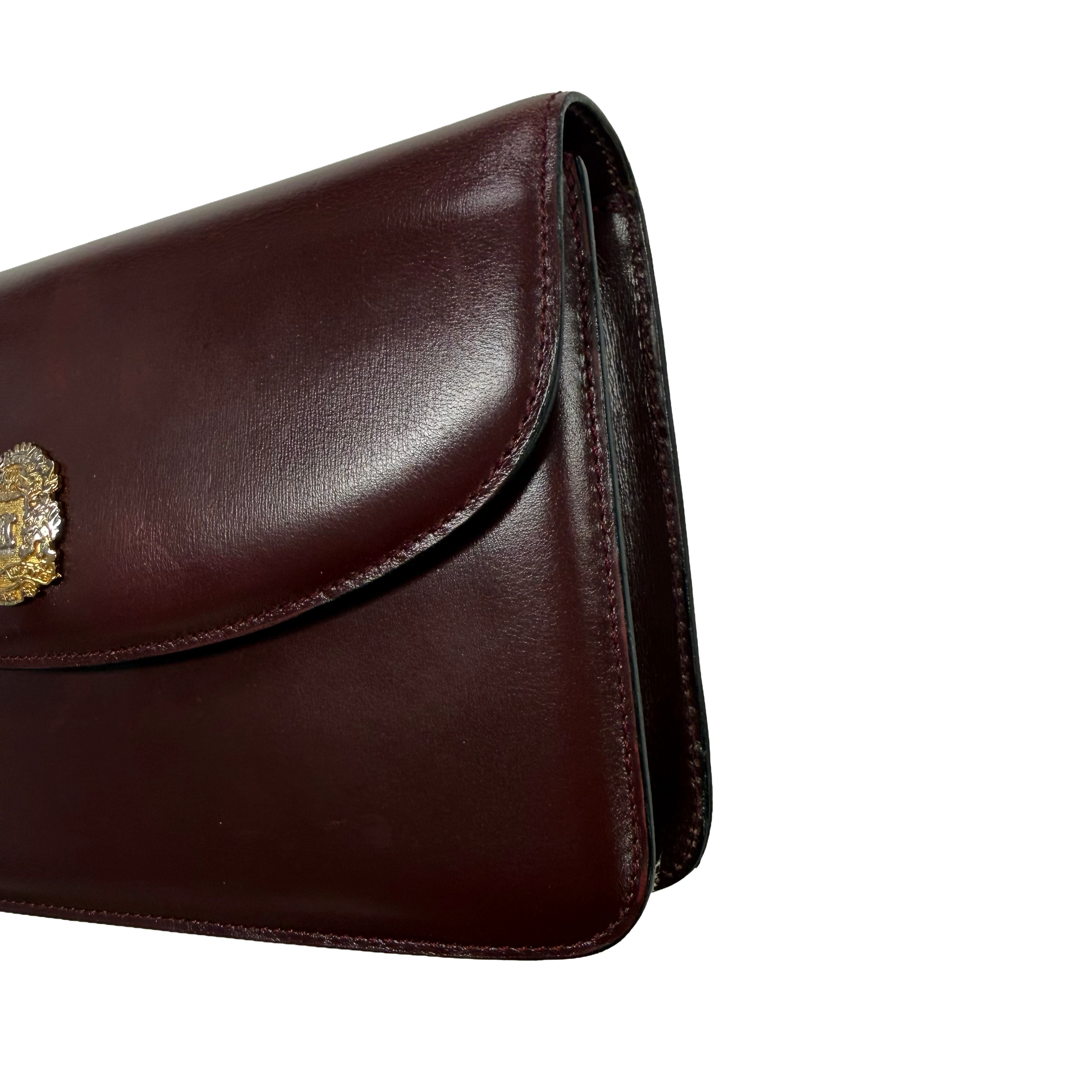Celine | Vintage Burgundy Leather Chain Clutch Shoulder Bag (Vintage Condition)