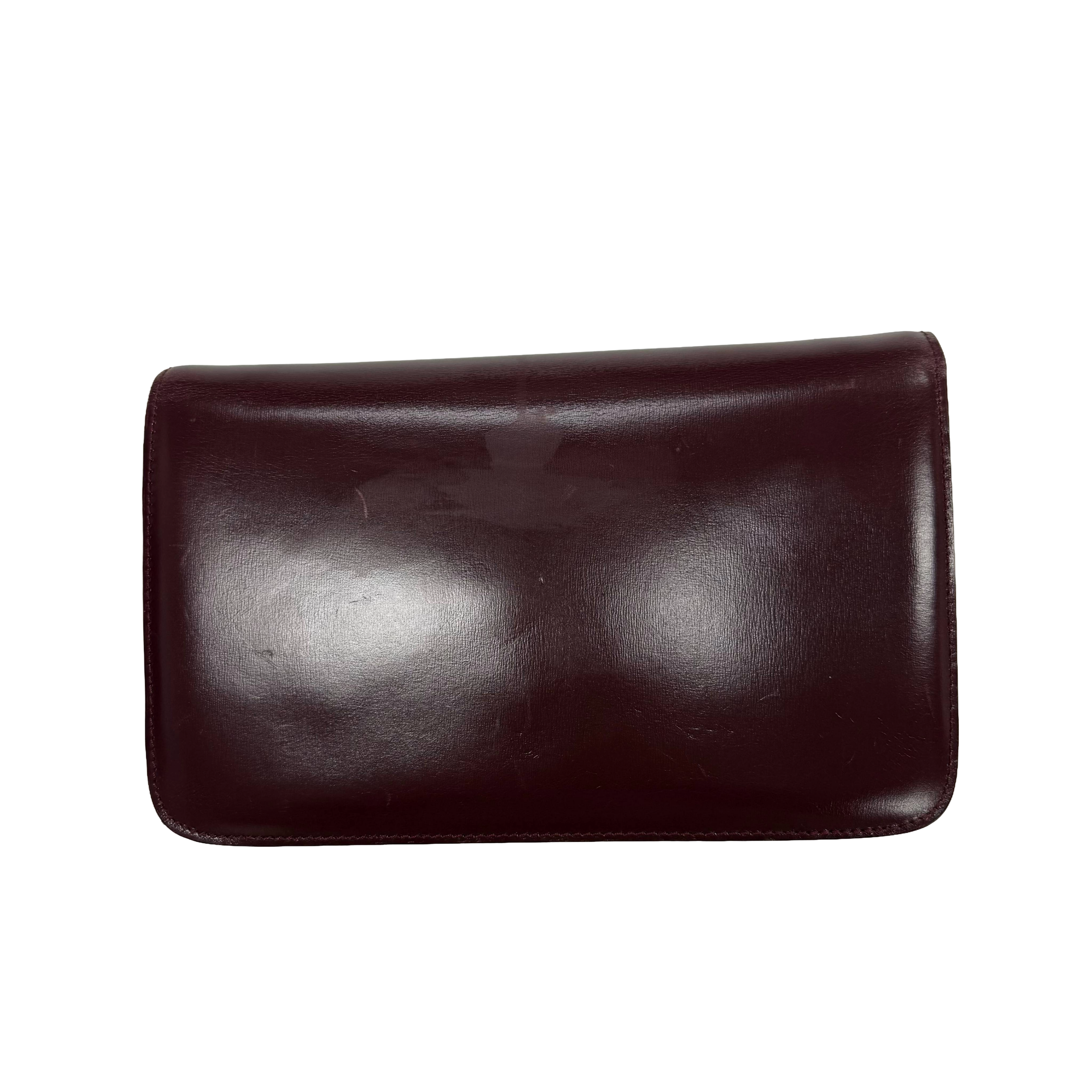 Celine | Vintage Burgundy Leather Chain Clutch Shoulder Bag (Vintage Condition)