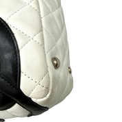 Chanel Vintage Cambon Ligne Bowler | White & Black Lambskin | Silver Hardware
