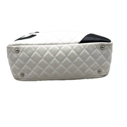 Chanel Vintage Cambon Ligne Bowler | White & Black Lambskin | Silver Hardware