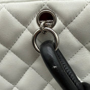 Chanel Vintage Cambon Ligne Bowler | White & Black Lambskin | Silver Hardware