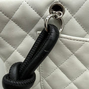 Chanel Vintage Cambon Ligne Bowler | White & Black Lambskin | Silver Hardware
