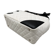 Chanel Vintage Cambon Ligne Bowler | White & Black Lambskin | Silver Hardware