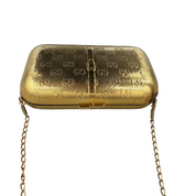 Gucci Vintage GG Monogram Gold Minaudière Clutch | Gold Hardware