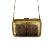 Gucci Vintage GG Monogram Gold Minaudière Clutch | Gold Hardware