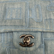 Chanel Vintage Coco Chanel Perfume Embroidered Denim Medium Flap | Ruthenium Hardware