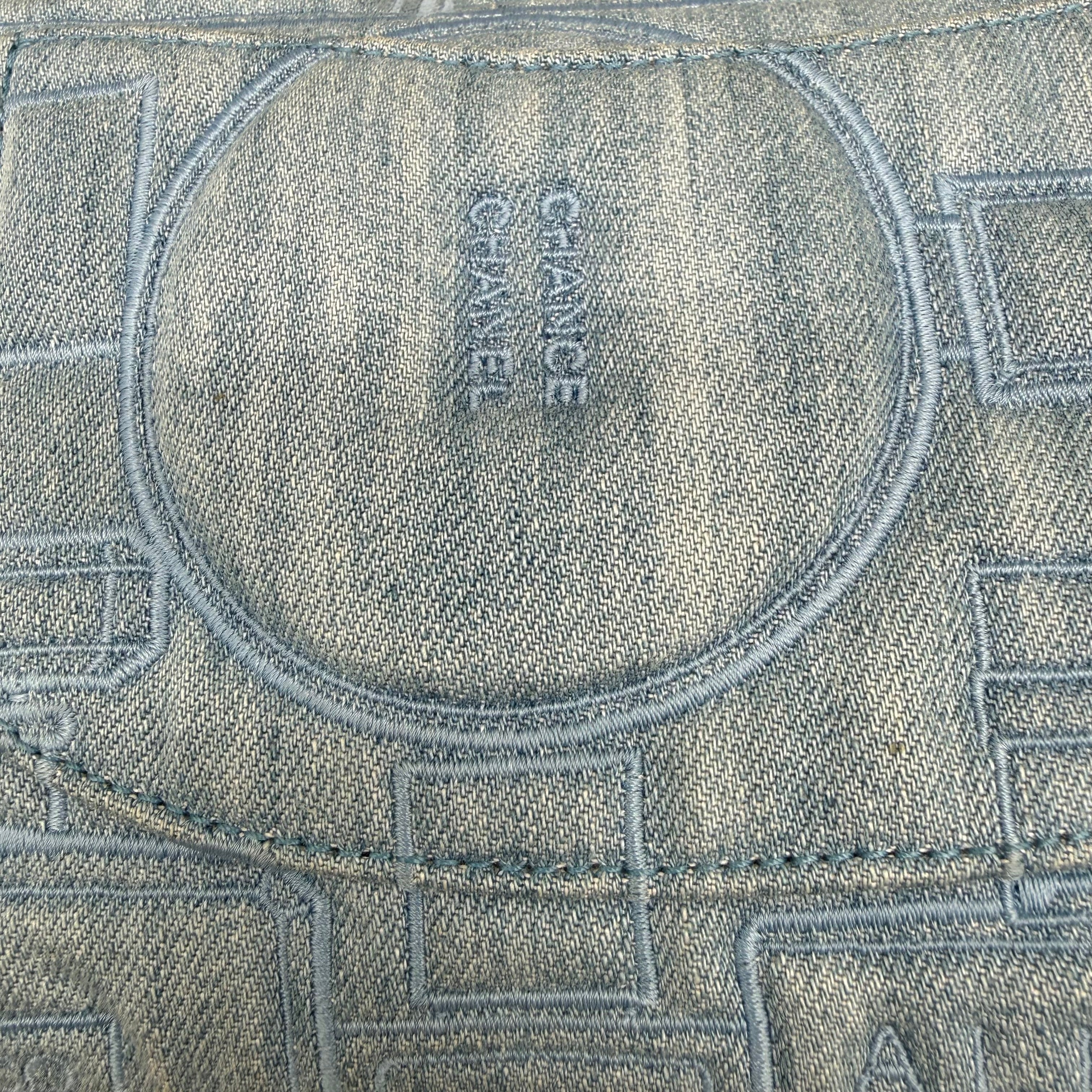 Chanel Vintage Coco Chanel Perfume Embroidered Denim Medium Flap | Ruthenium Hardware