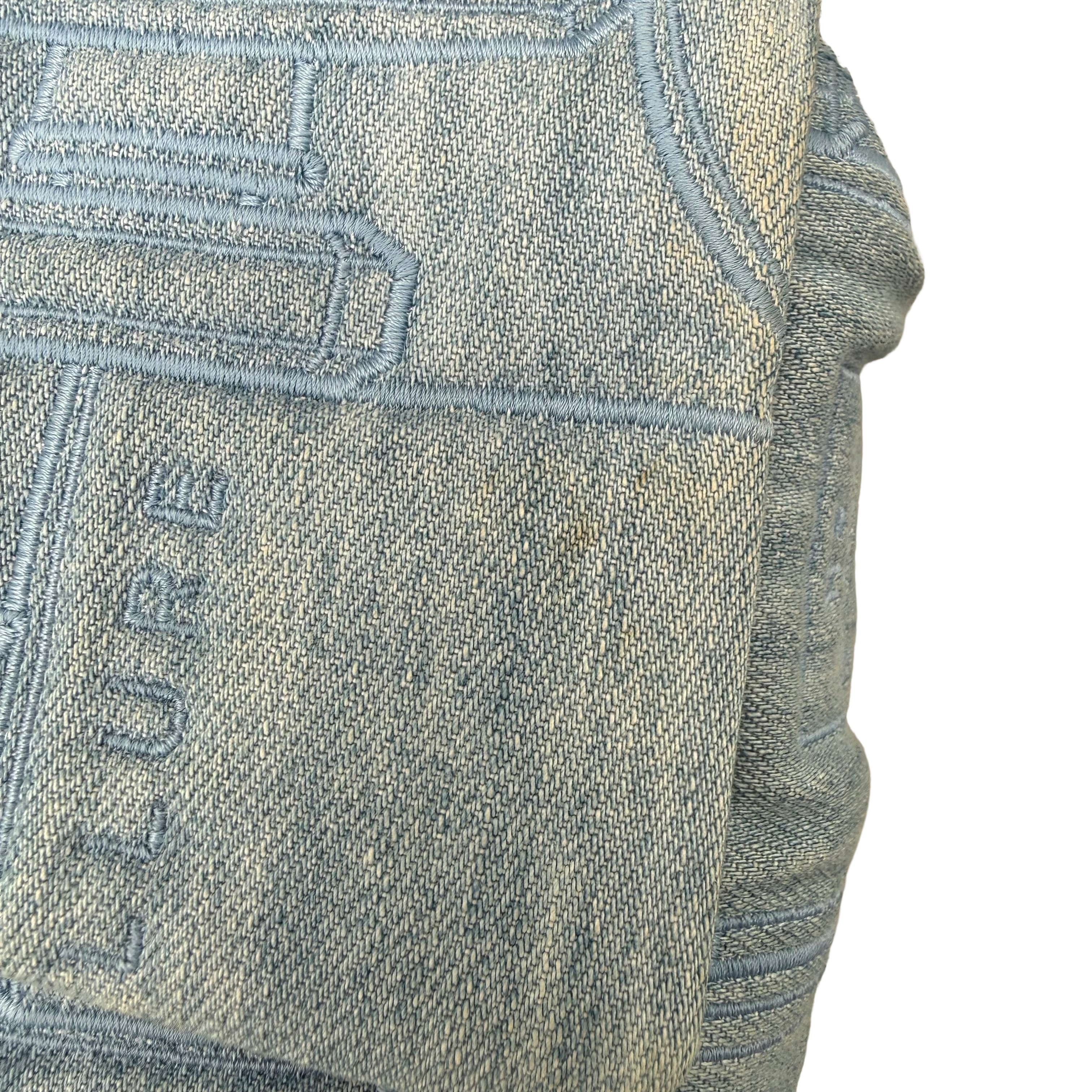 Chanel Vintage Coco Chanel Perfume Embroidered Denim Medium Flap | Ruthenium Hardware