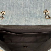 Chanel Vintage Coco Chanel Perfume Embroidered Denim Medium Flap | Ruthenium Hardware