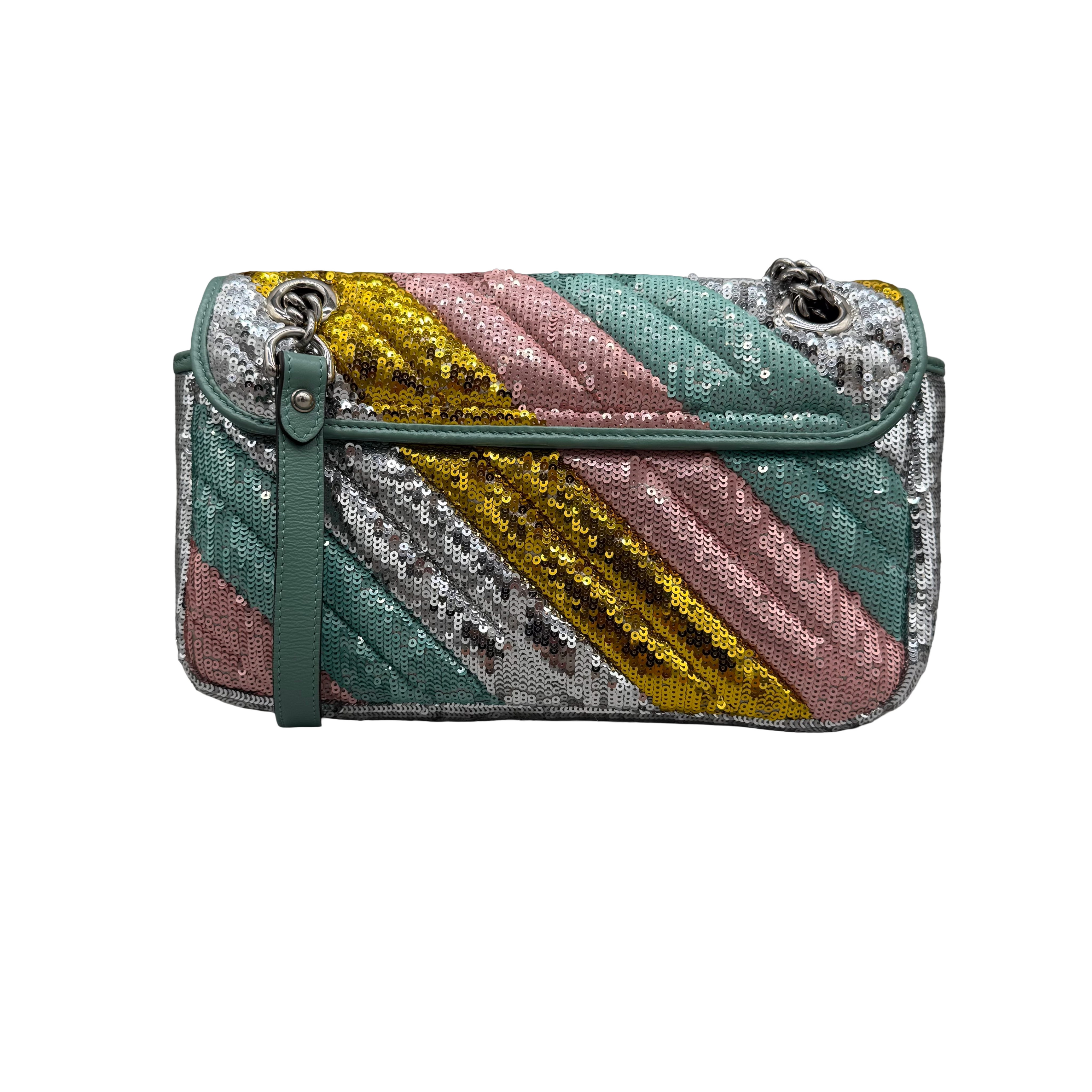 Gucci GG Marmont Small Sequin Shoulder Bag | Multicolour Sequin | Silver Hardware