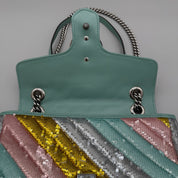Gucci GG Marmont Small Sequin Shoulder Bag | Multicolour Sequin | Silver Hardware