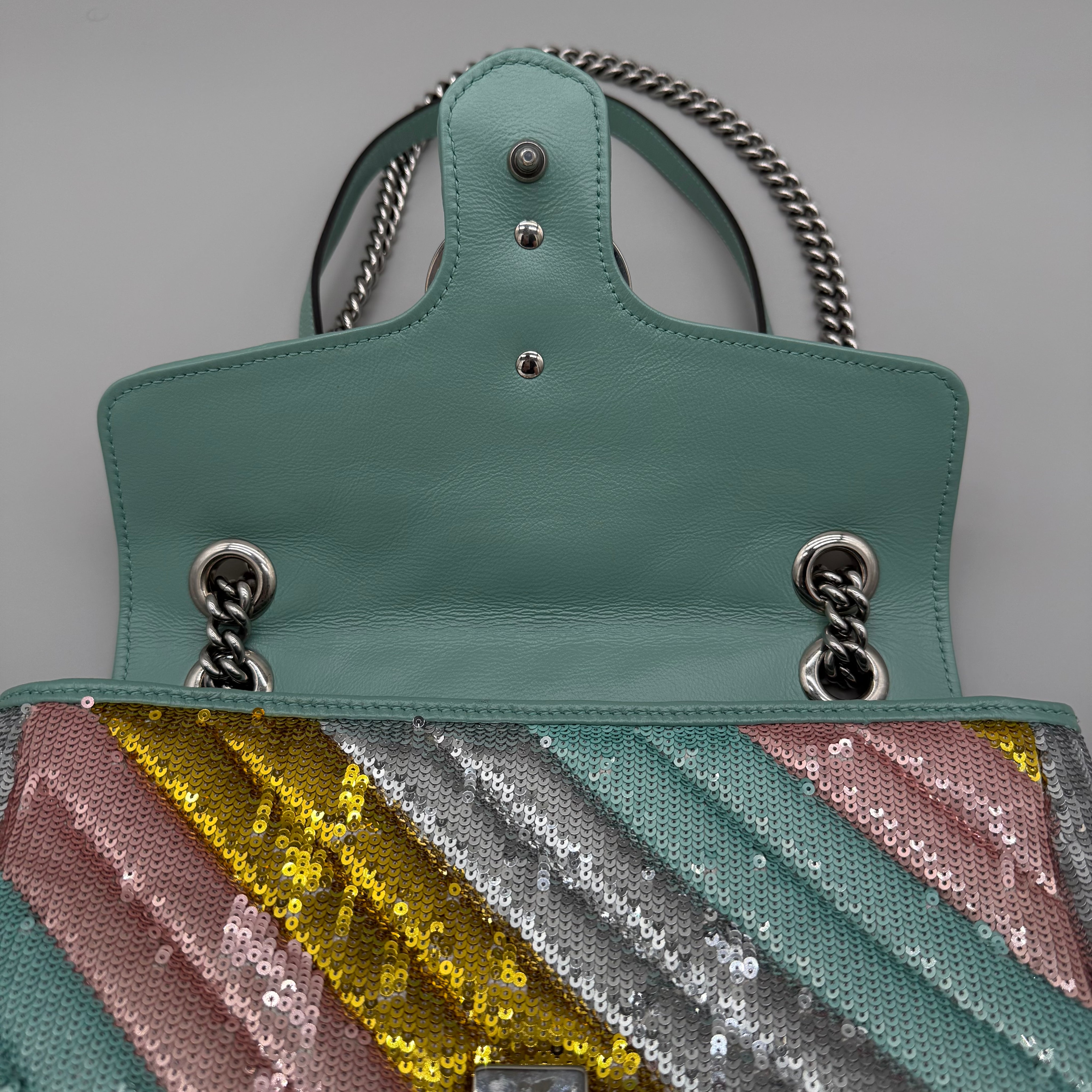 Gucci GG Marmont Small Sequin Shoulder Bag | Multicolour Sequin | Silver Hardware