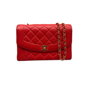 Chanel Vintage Diana Flap Large | Red Lambskin | Gold Hardware