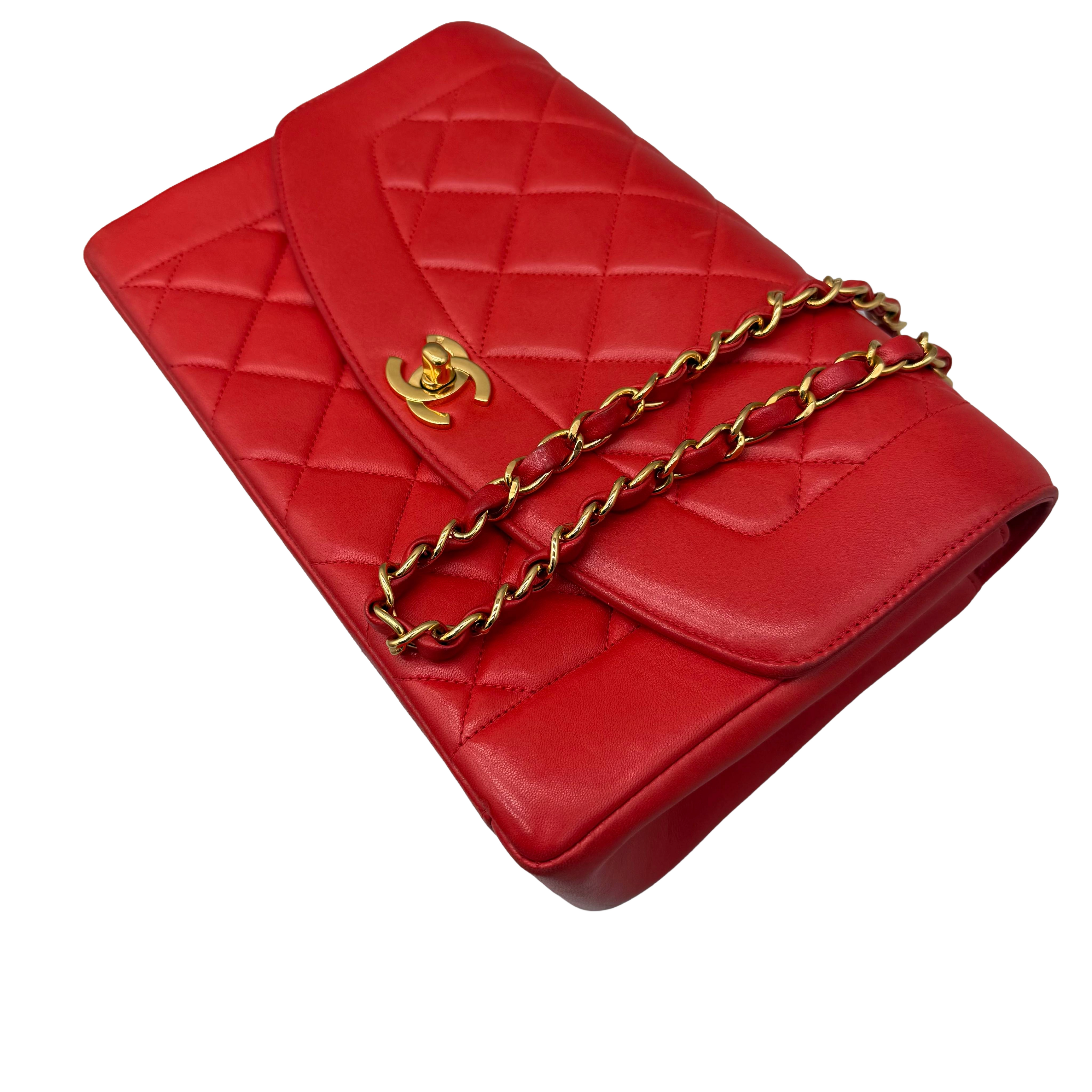Chanel Vintage Diana Flap Large | Red Lambskin | Gold Hardware