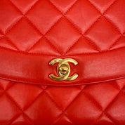 Chanel Vintage Diana Flap Large | Red Lambskin | Gold Hardware