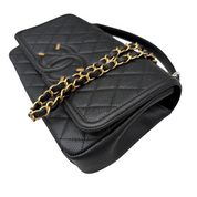 Chanel CC Filigree Flap Bag Large | Black Caviar | Aged Gold Hardware