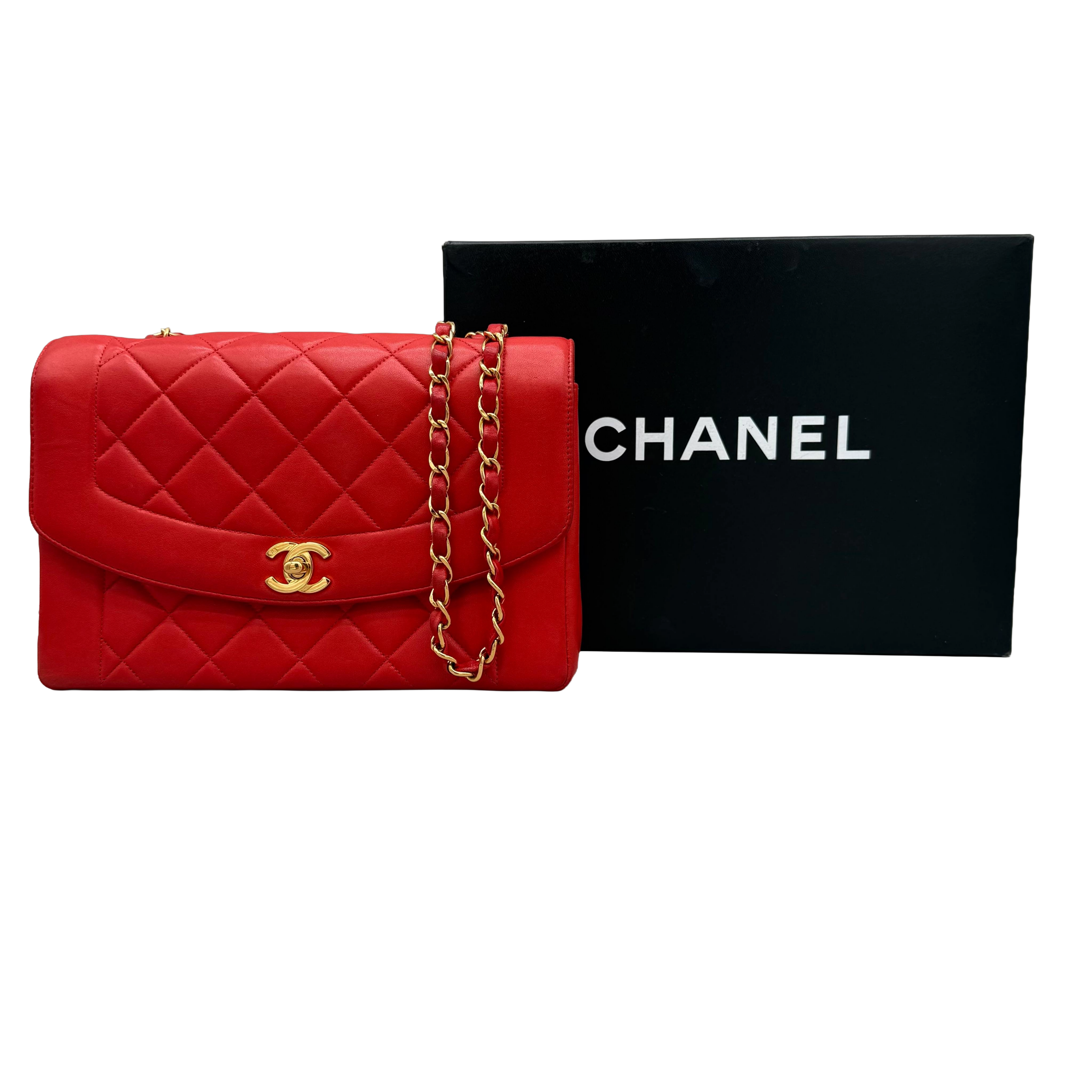 Chanel Vintage Diana Flap Large | Red Lambskin | Gold Hardware