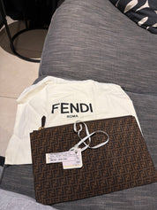 Fendi Zucca suede clutch