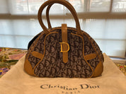 Christian Dior Monogram Mini Saddle Bowler Brown with good hardware
