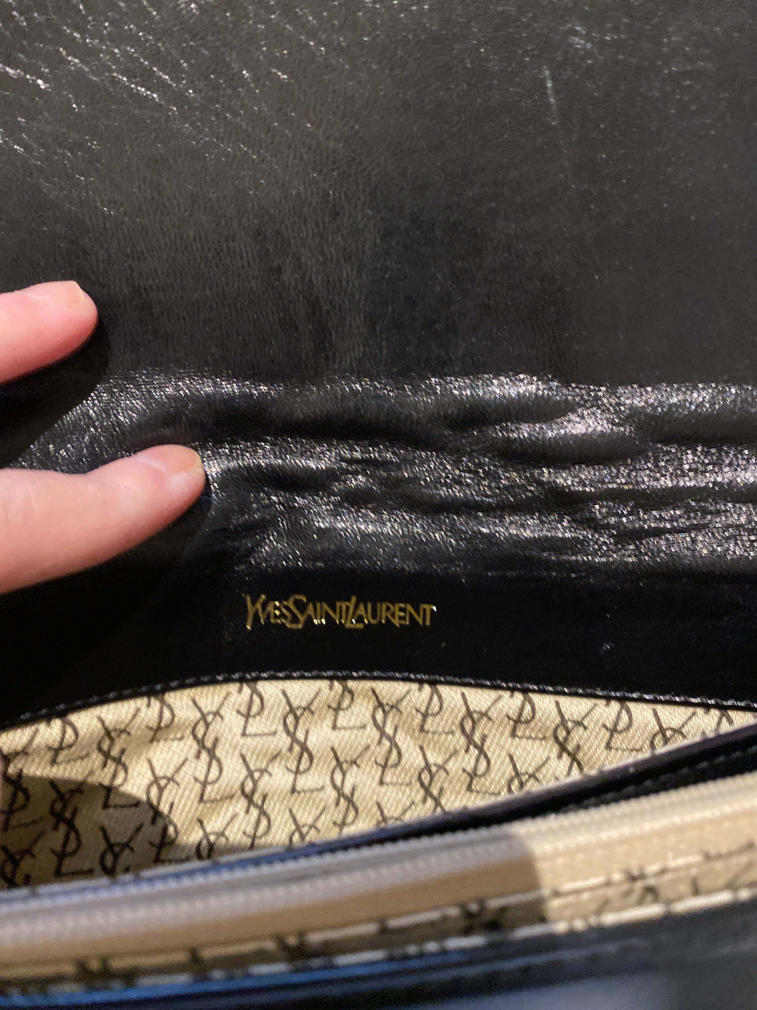 YSL Vintage Black Leather Clutch