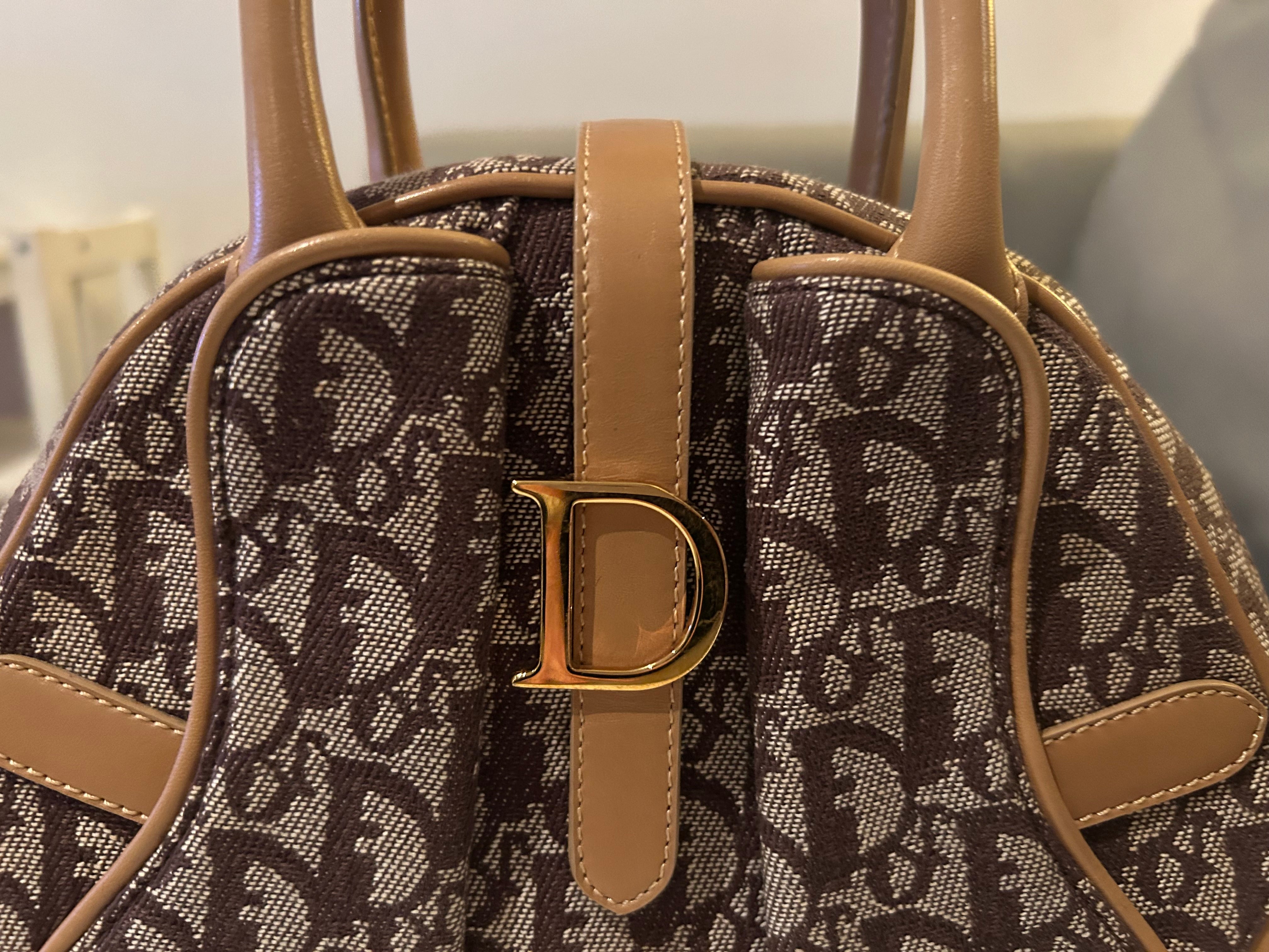Christian Dior Monogram Mini Saddle Bowler Brown with good hardware