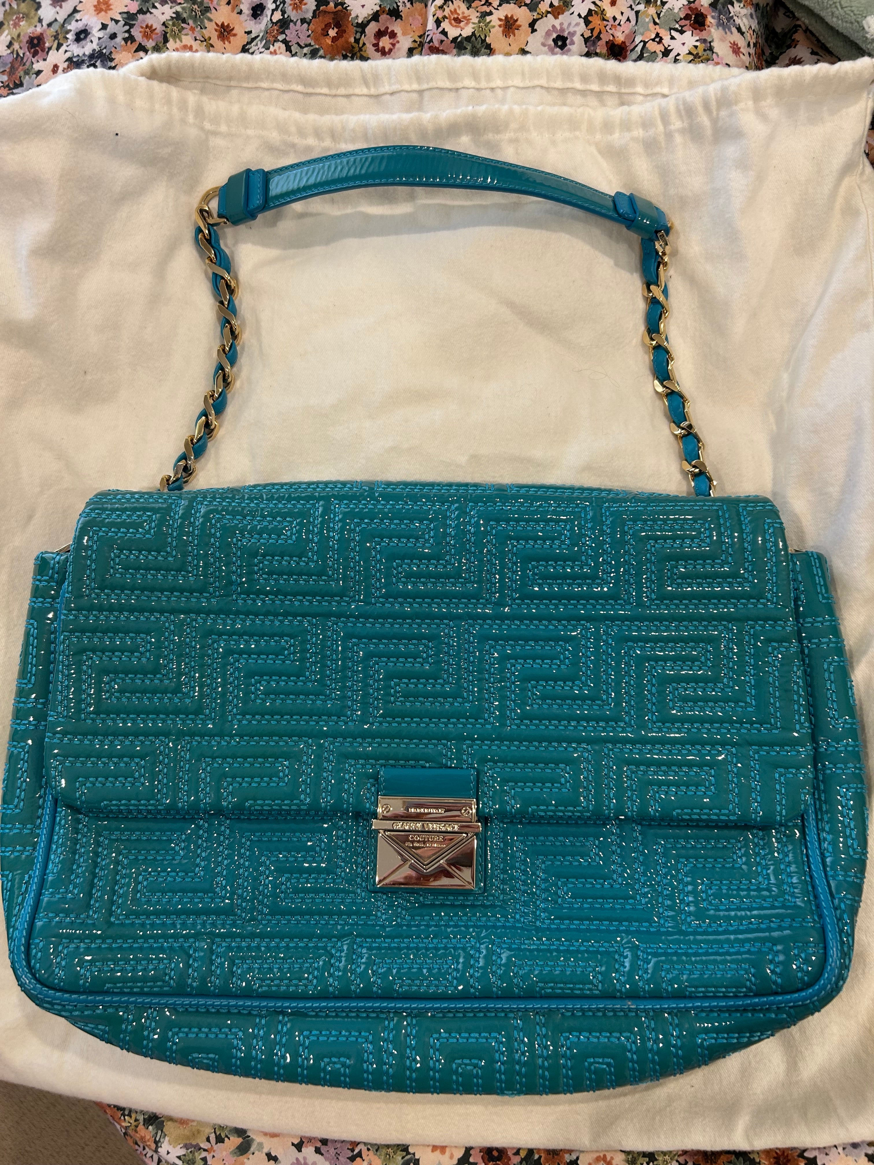 Versace teal shoulder bag