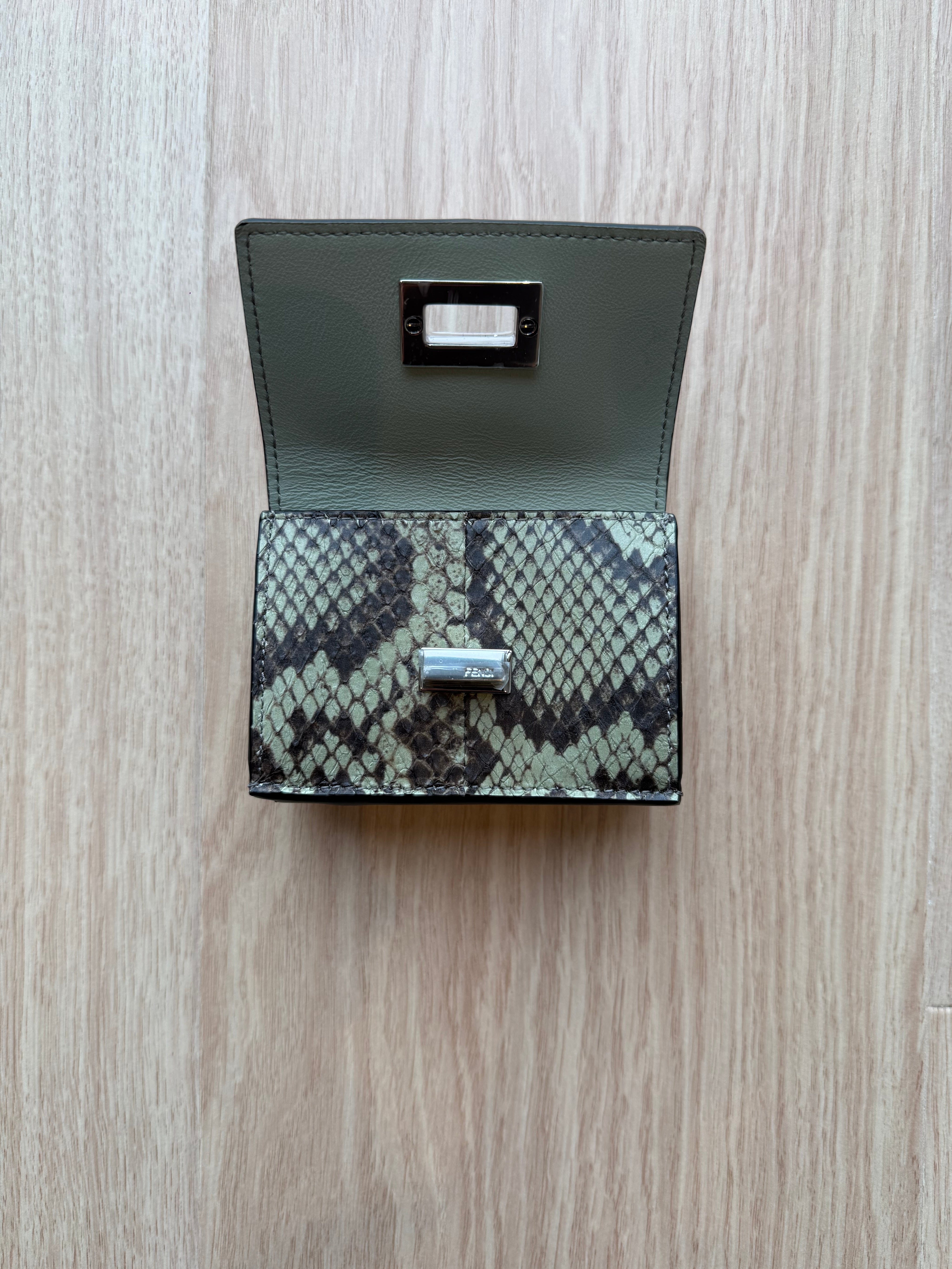 FENDI Peekaboo snakeskin micro trifold wallet