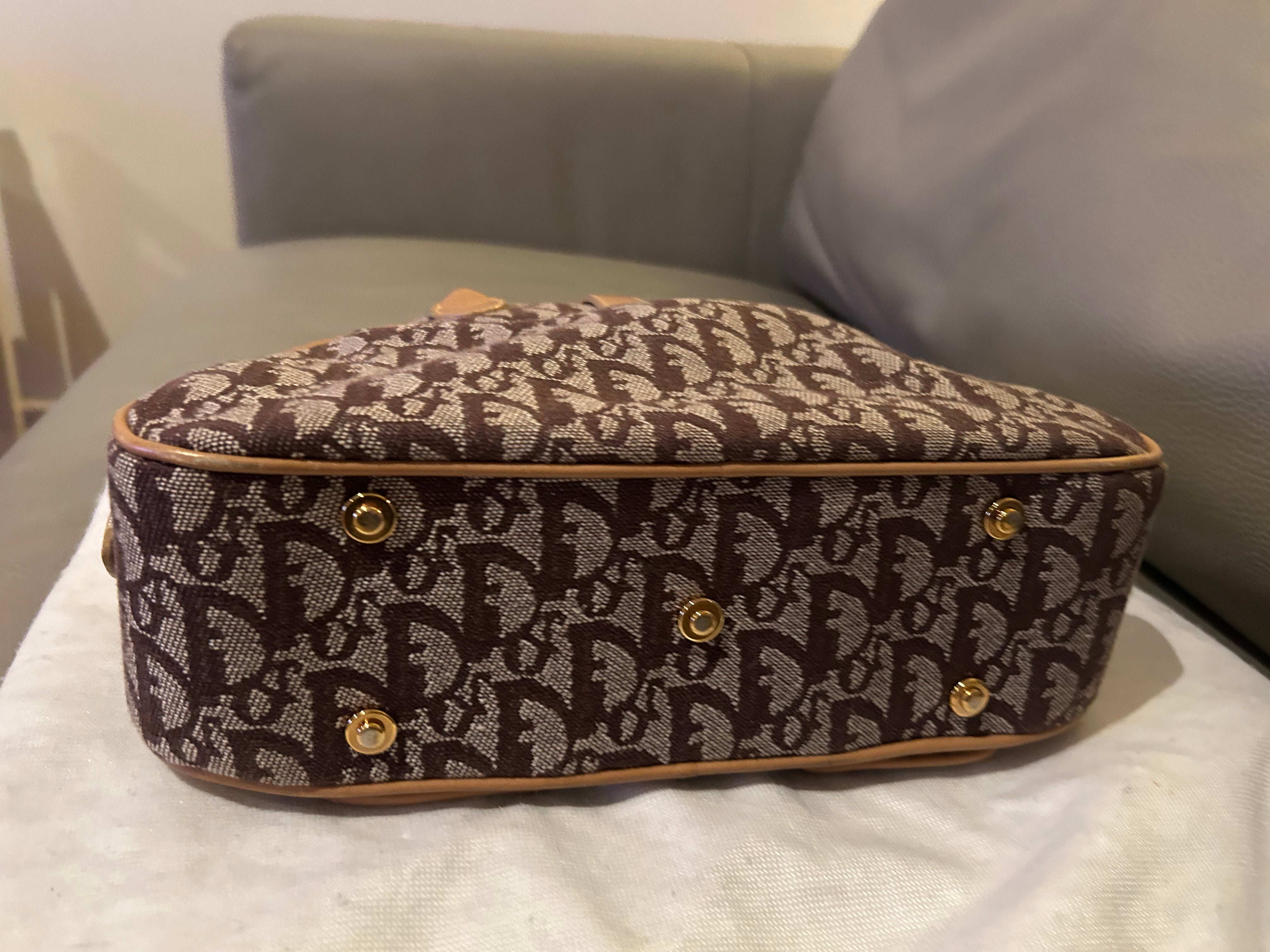 Christian Dior Monogram Mini Saddle Bowler Brown with good hardware