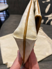 Celine White Macadam Leather large Clutch