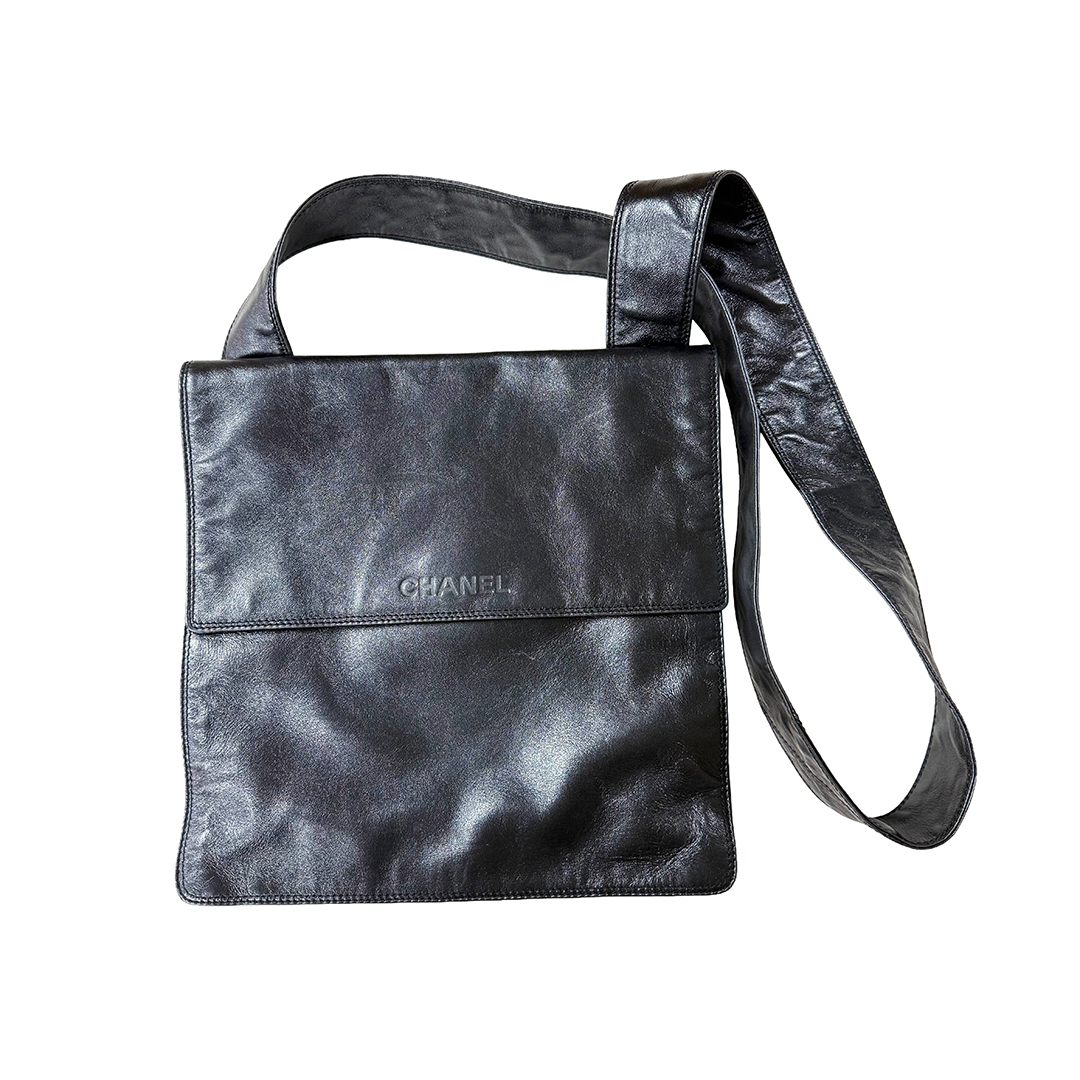 Chanel | Vintage Black Leather Messenger Bag (Excellent Condition)
