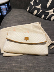 Celine White Macadam Leather large Clutch