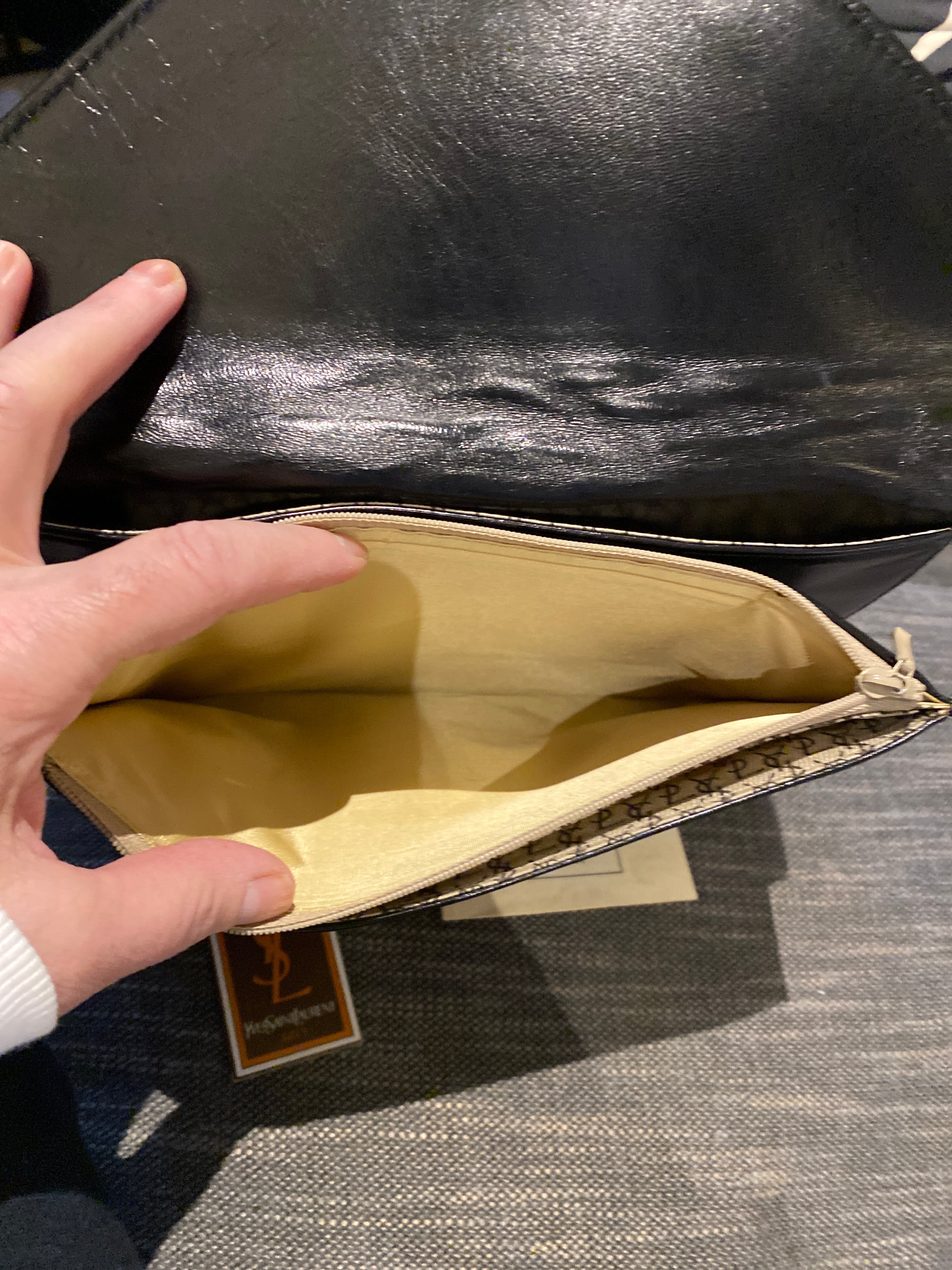 YSL Vintage Black Leather Clutch