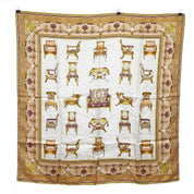 Gucci | Silk Scarf | Neoclassical Furniture Print | Ivory & Gold (85cm)