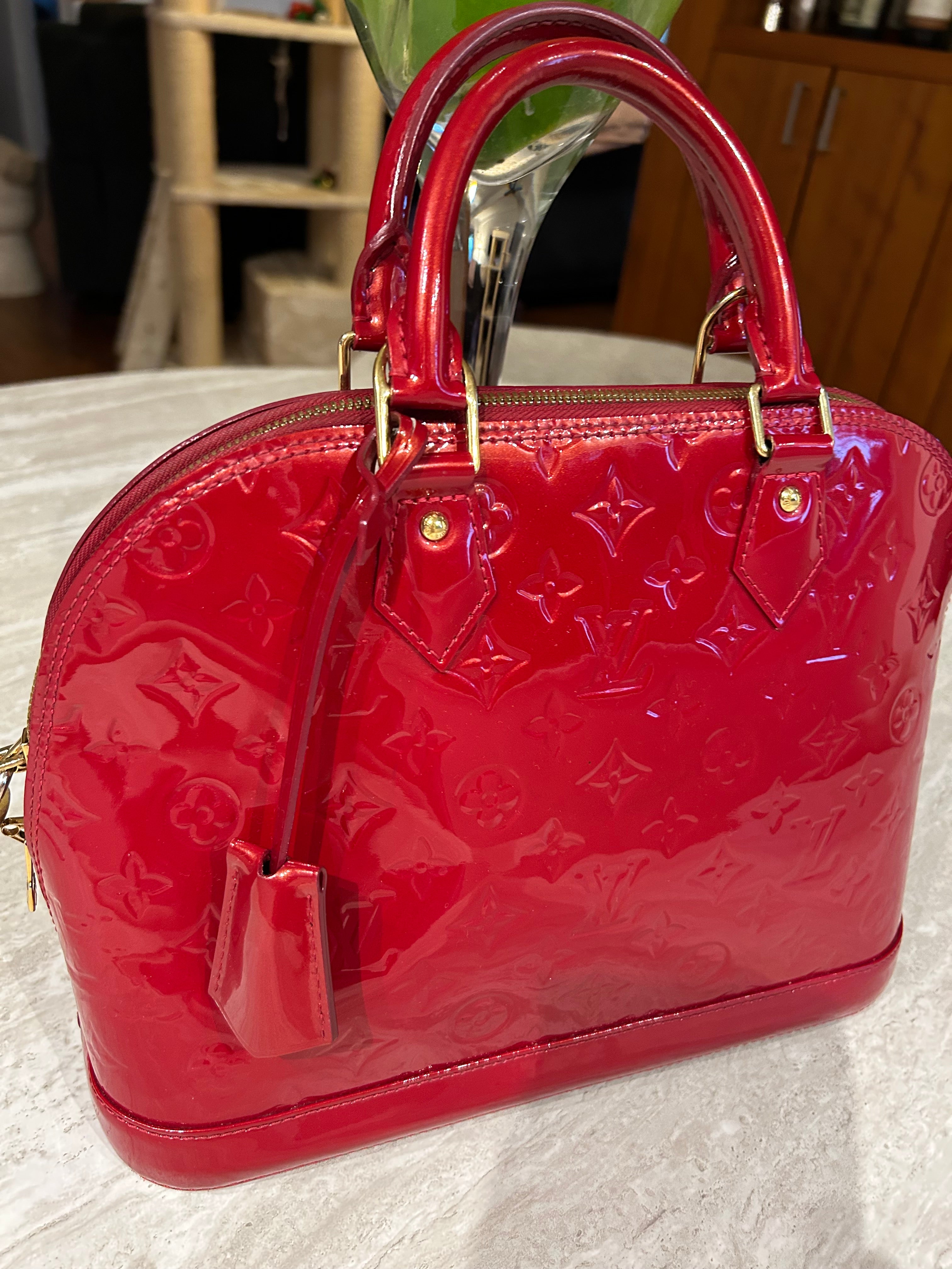 LV Alma Red Vernis Leather Bag