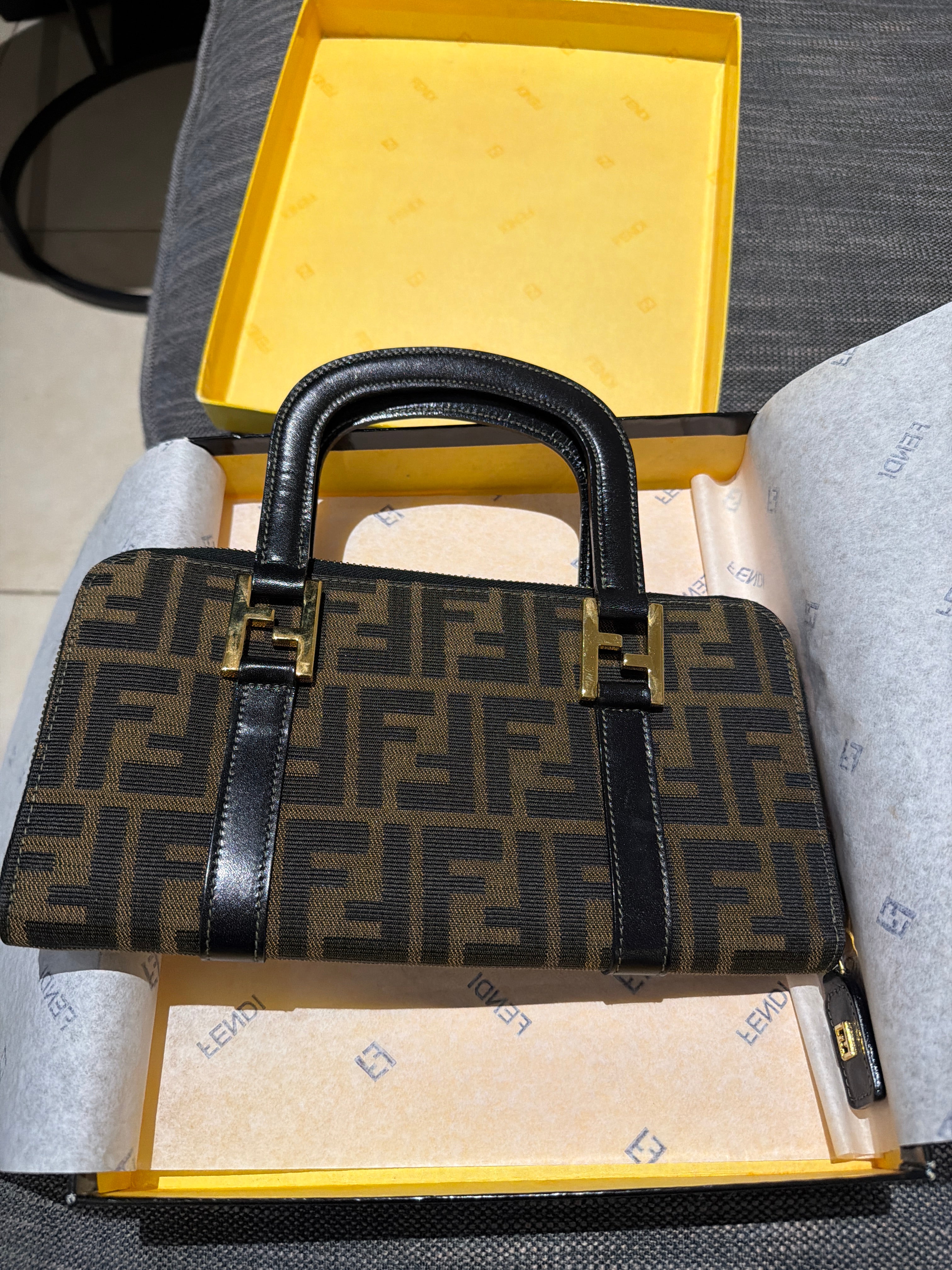 Fendi Zucca top handle wallet
