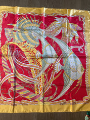 Salvatore Ferragamo silk scarf red/yellow fish