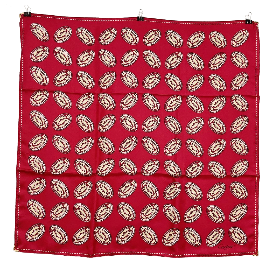 Silk Scarf | Interlocking C Logo Print | Red & Ivory (65cm)
