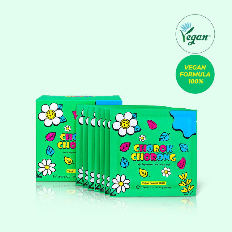 CHOROK CHORONG VEGAN HERB EXFOLIATING & SEBUM CARE JEJU PEPPERMINT TONER PAD (Travel Size)