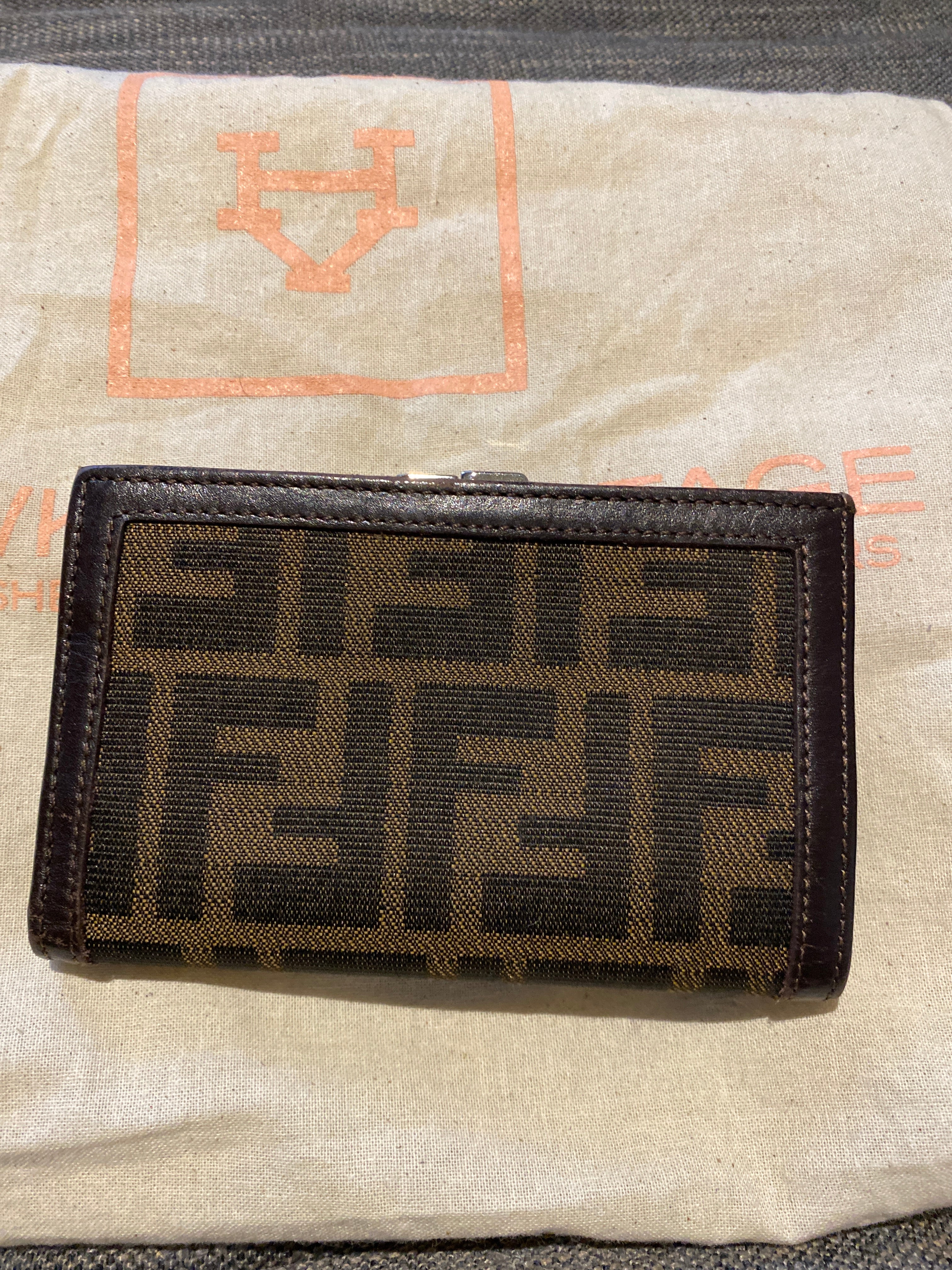 Fendi Zucca Wallet in Fabric and Leather