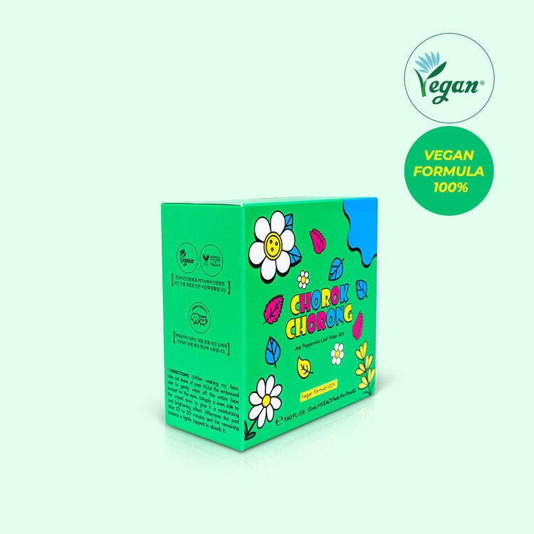 CHOROK CHORONG VEGAN HERB EXFOLIATING & SEBUM CARE JEJU PEPPERMINT TONER PAD (Travel Size)