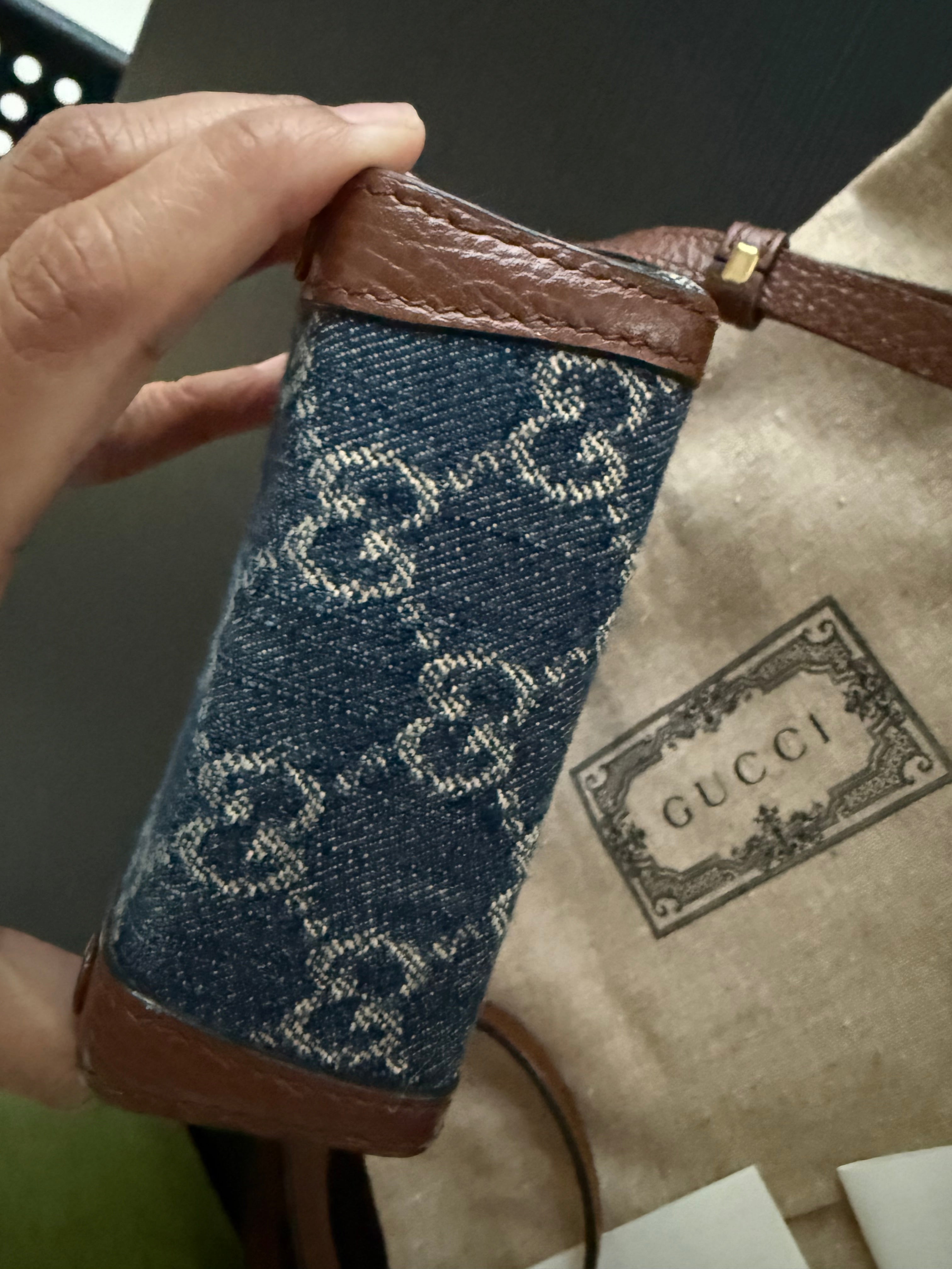 Gucci Horsebit denim sling bag