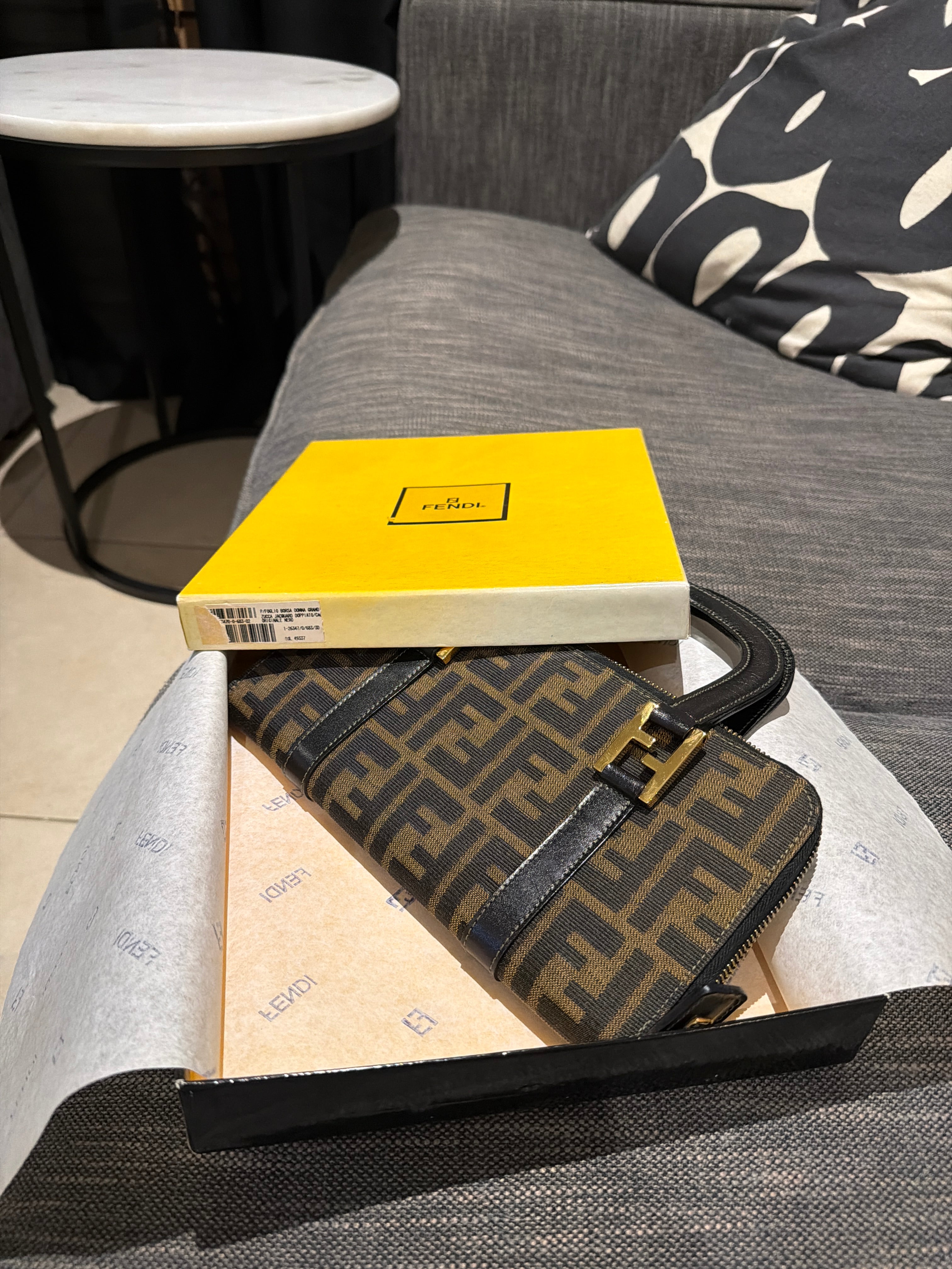 Fendi Zucca top handle wallet
