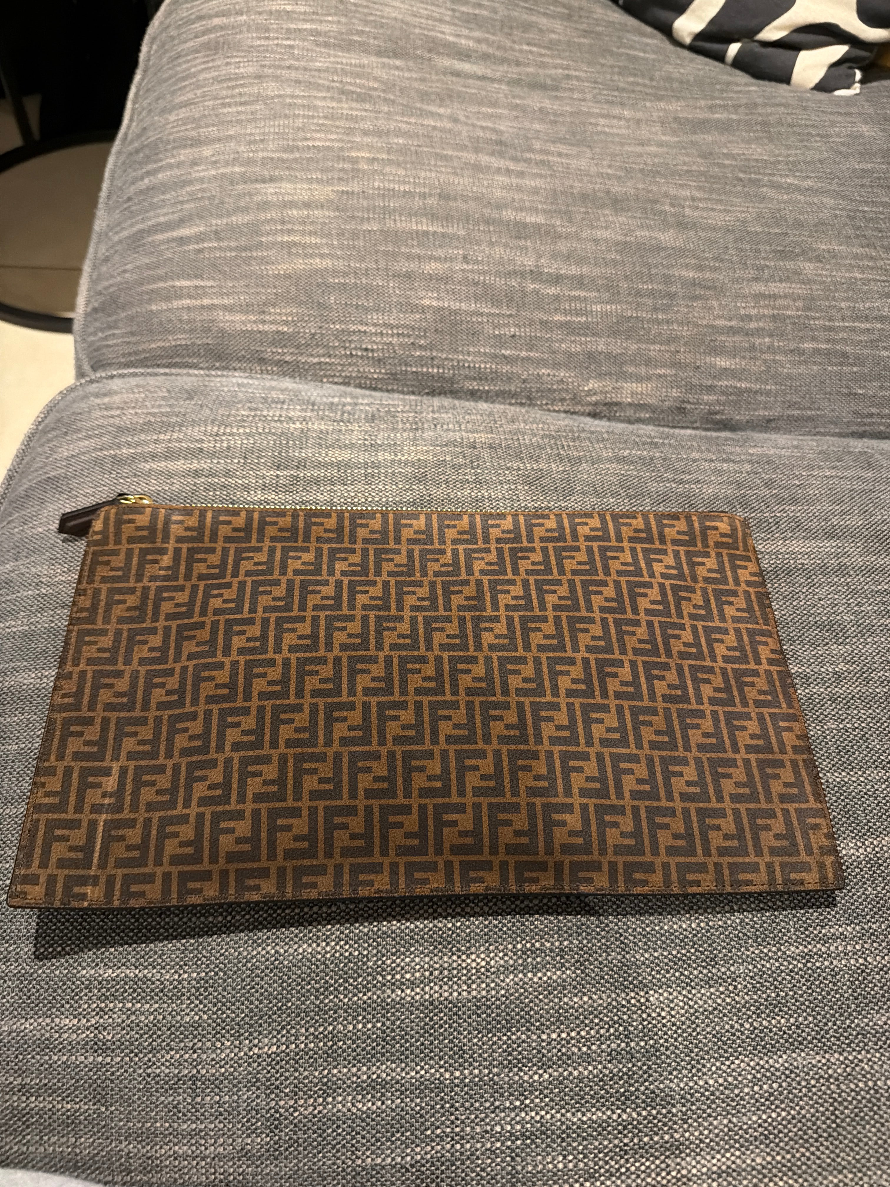 Fendi Zucca suede clutch