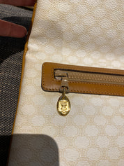 Celine White Macadam Leather large Clutch