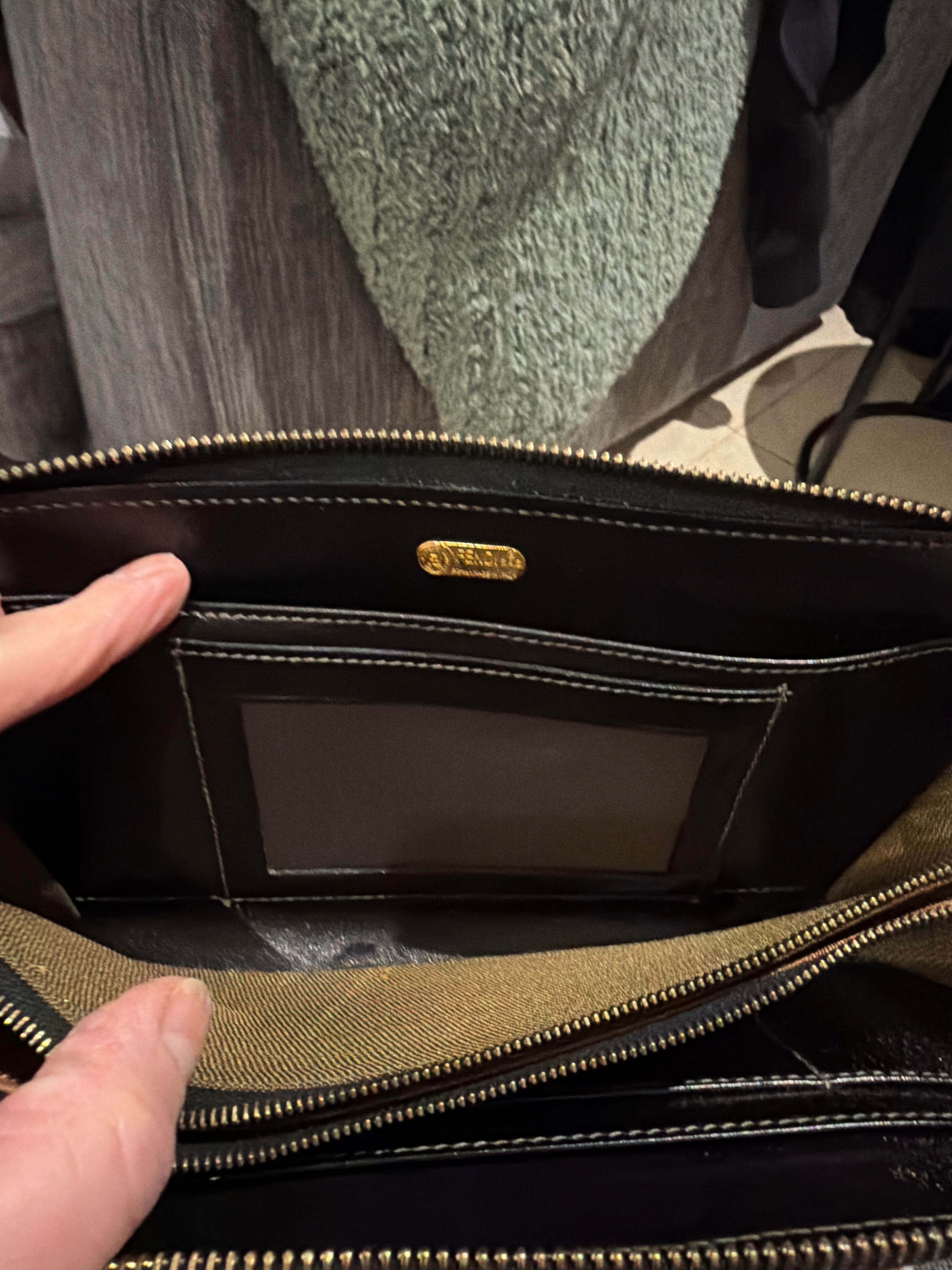 Fendi Zucca top handle wallet