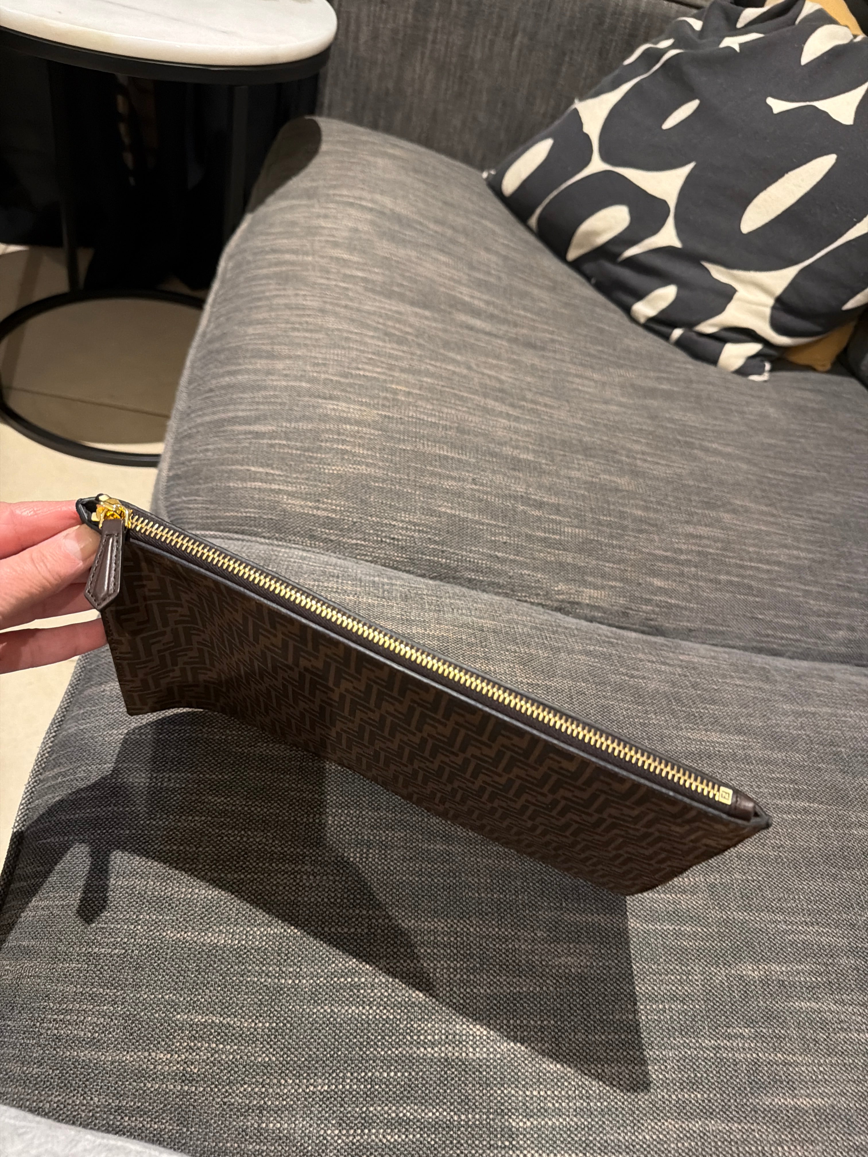 Fendi Zucca suede clutch
