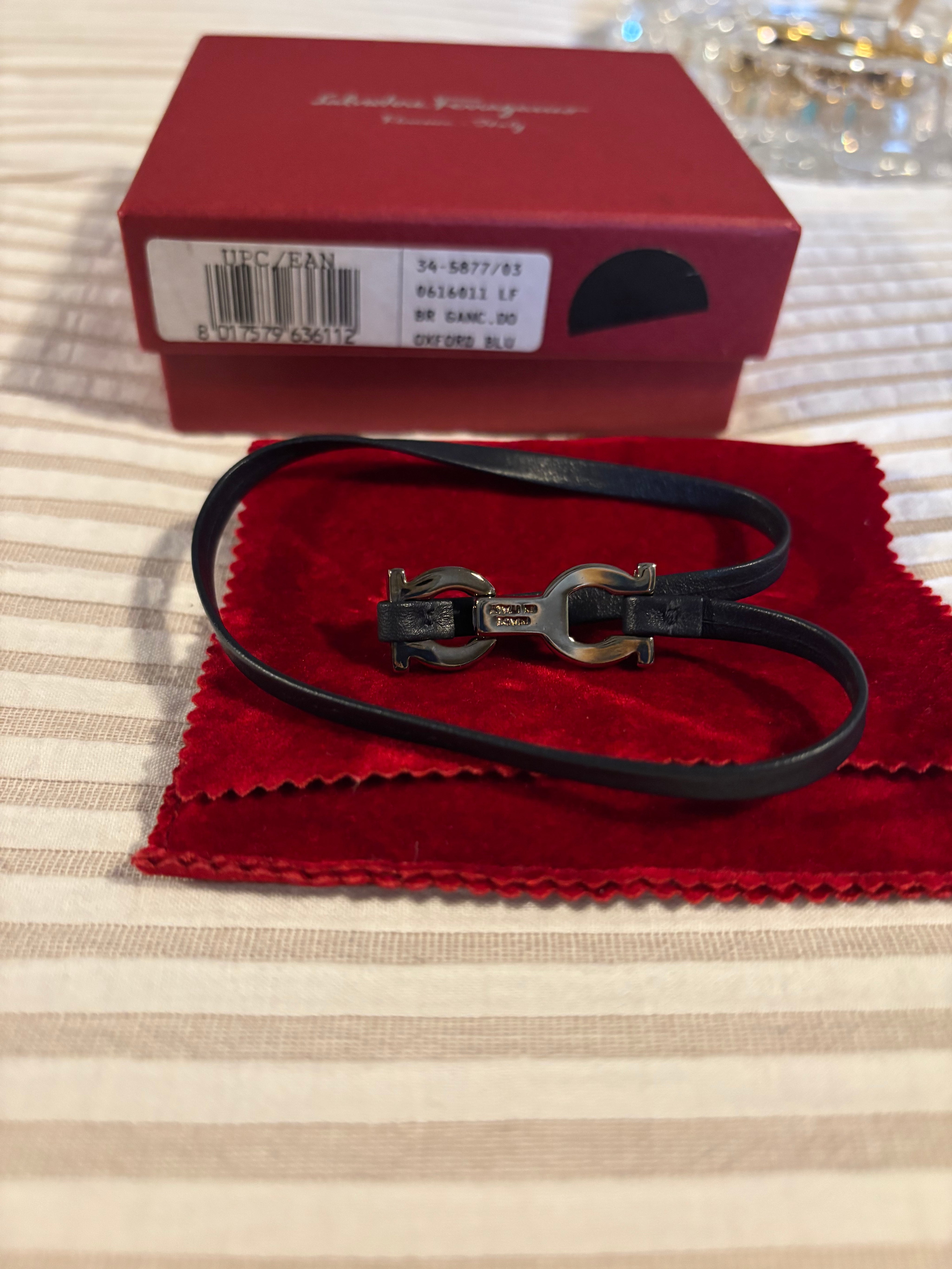 Feragamo leather double wrap bracelet